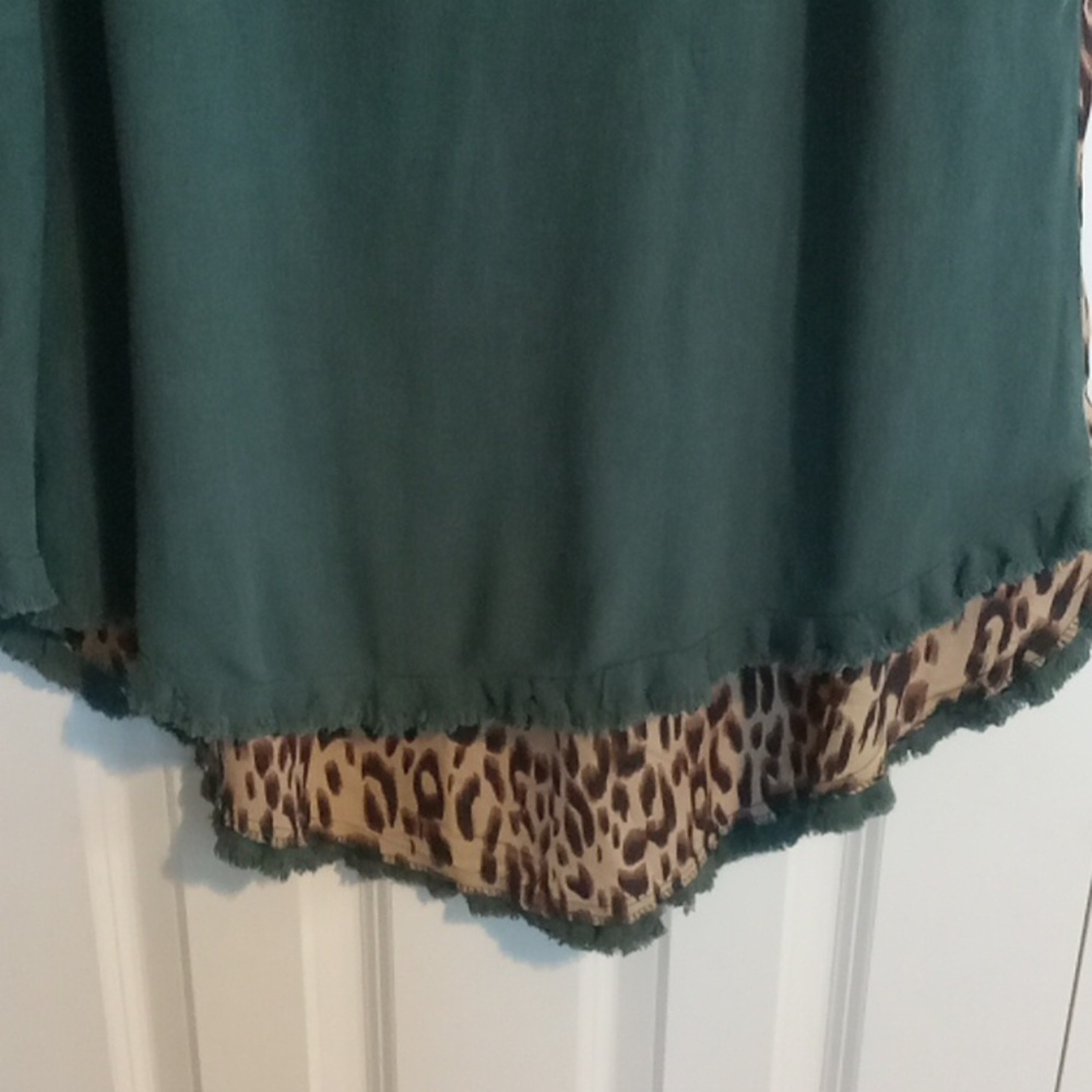 Umgee Green Dress with Leopard Print Accents - Picture 3 of 7